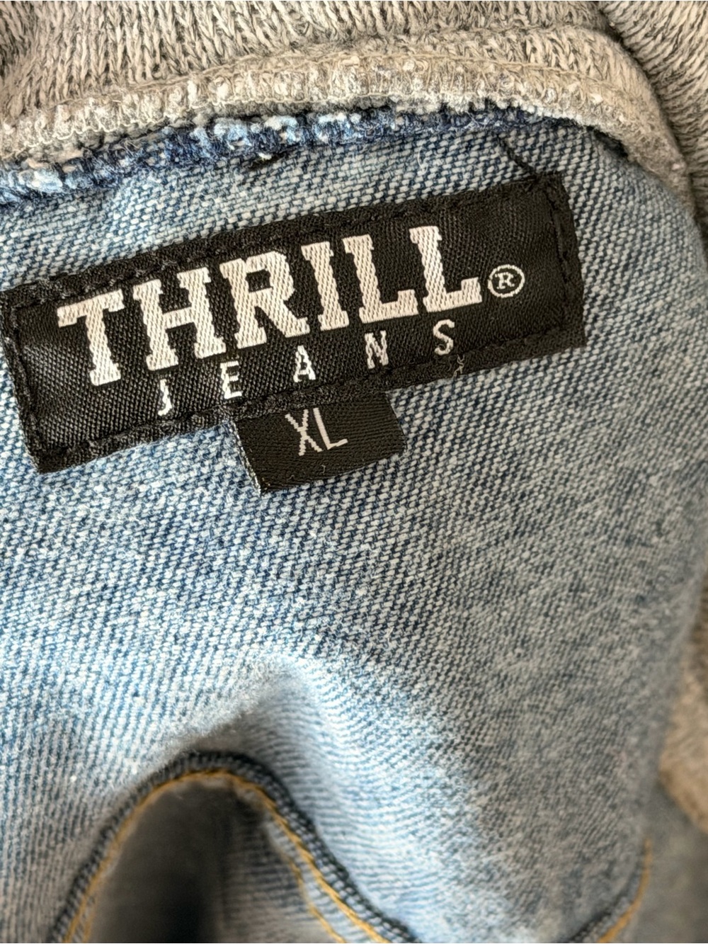 Thrill Jeans Hooded Denim Jacket XL Oversized Acid Wash Distressed - Picture 6 of 6